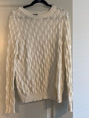 ModCloth Cream Cable Knit Crew Sweater